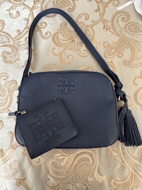 Tory Burch Dark Blue Crossbody Bag and wallet